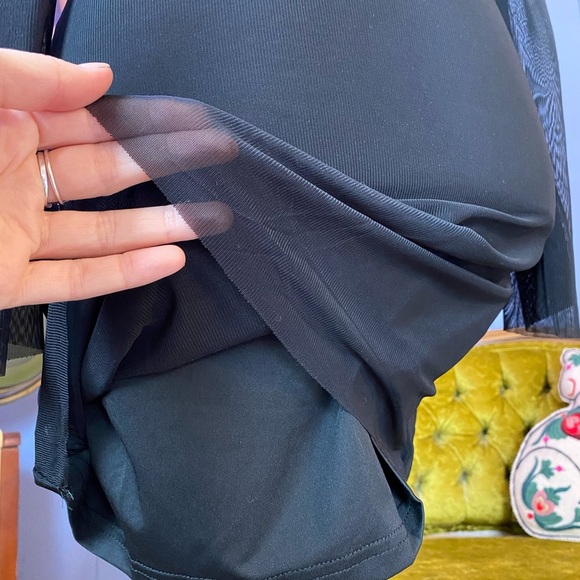 Black Mesh Y2K Style Low Cut Long Sleeve Mini Dress Size Small - Picture 5 of 7